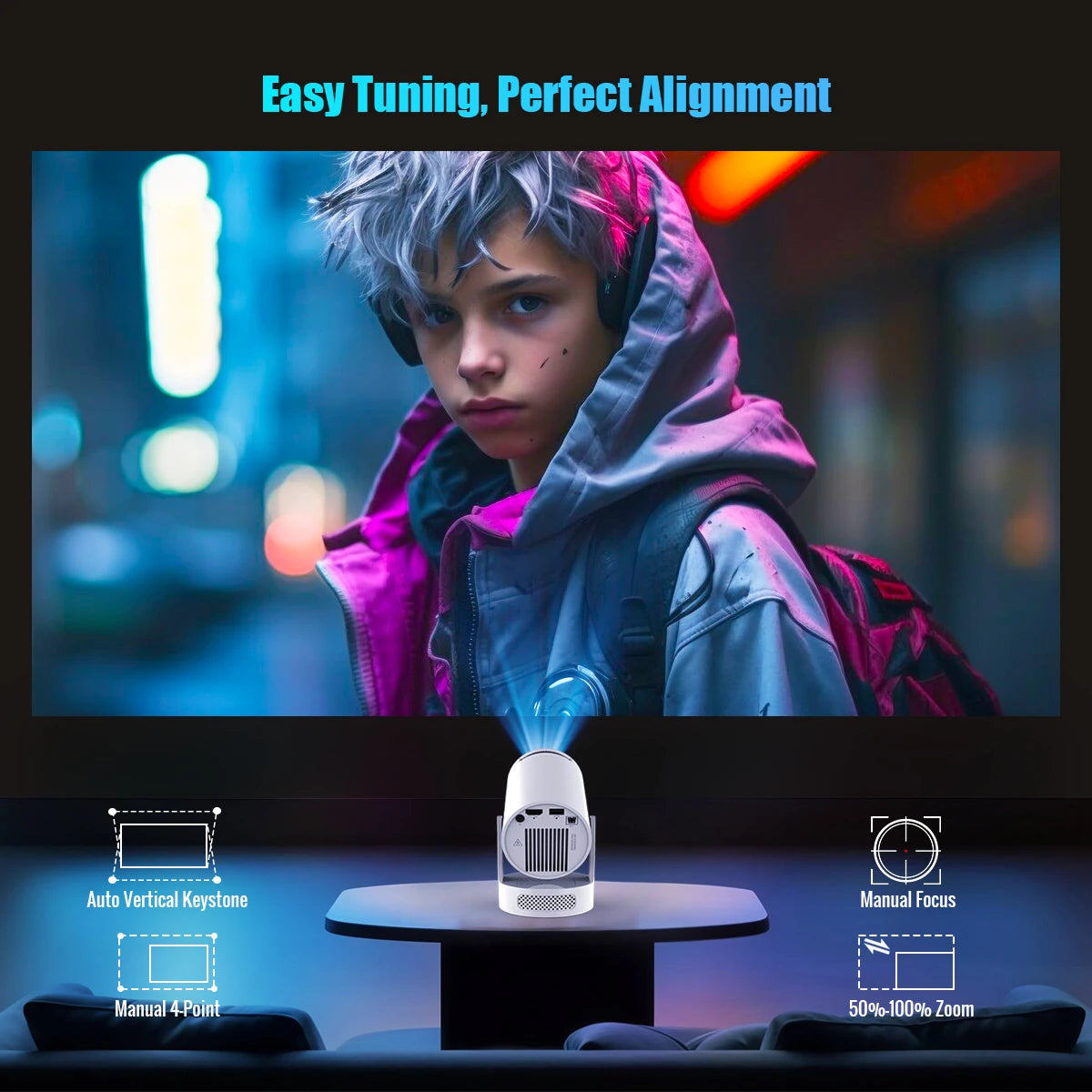 HY300 Pro+ 4K Android 11 Portable Projector