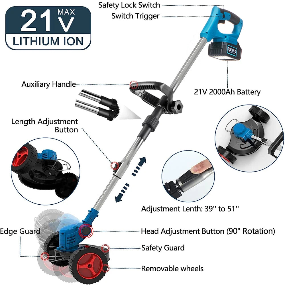 Electric 21V Handheld Cordless Grass Trimmer