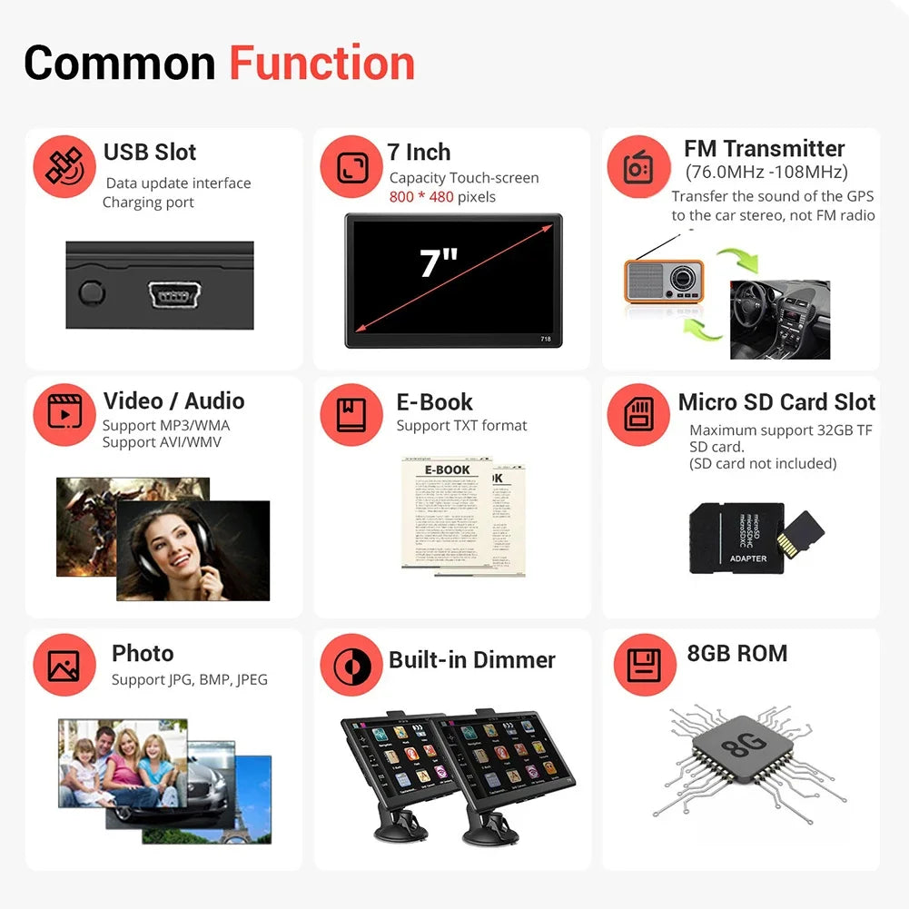 7 Inch HD Touch Screen Car GPS Navigation