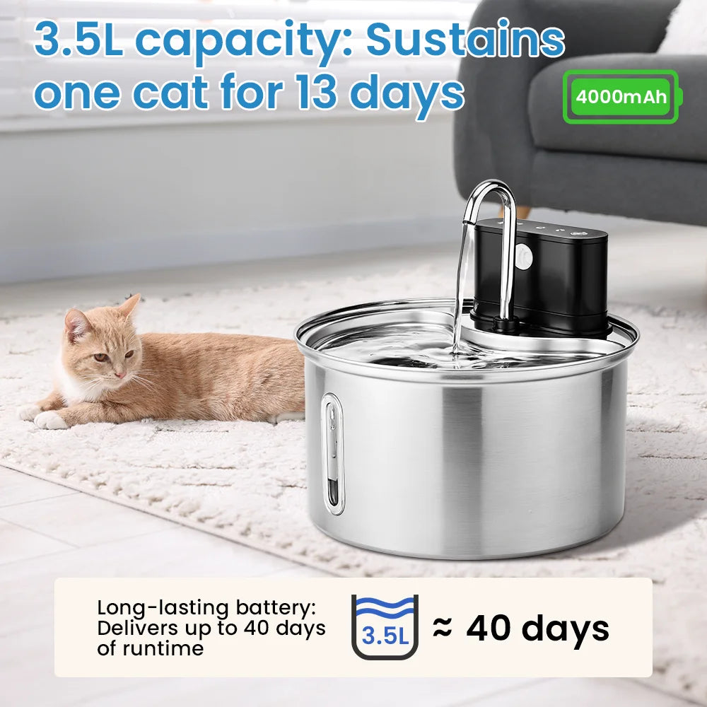 3.5L Stainless Steel Cat Sensor Water Fountain