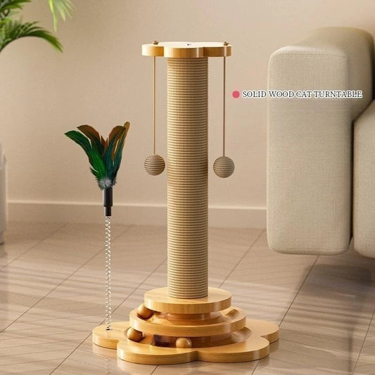 Pet Solid Wood Turntable Funny Stick  Balls