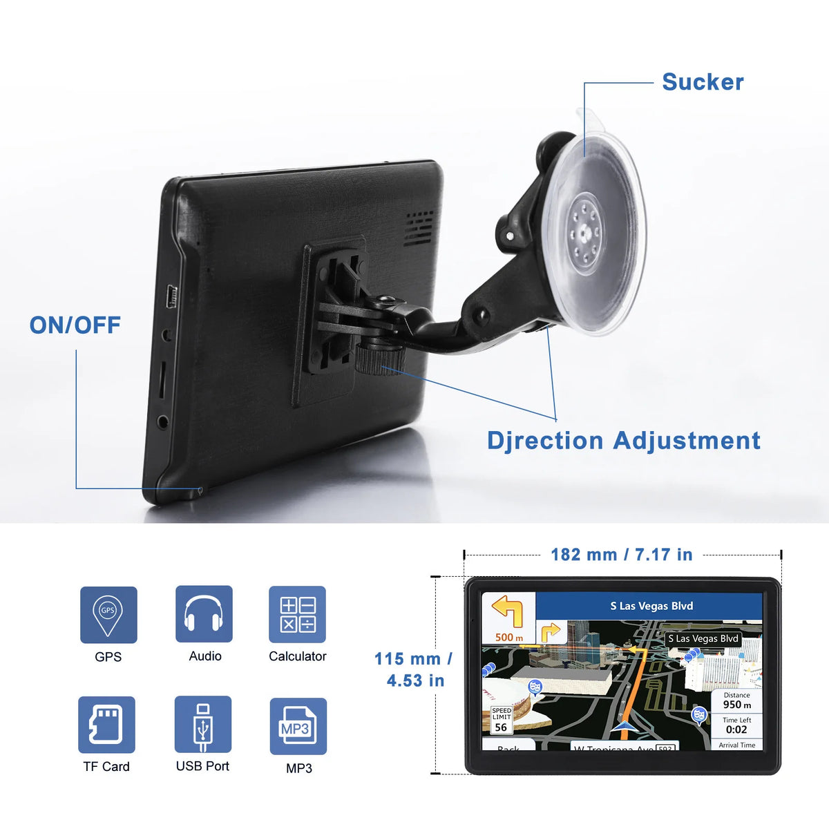 7inch HD Car GPS FM navigators