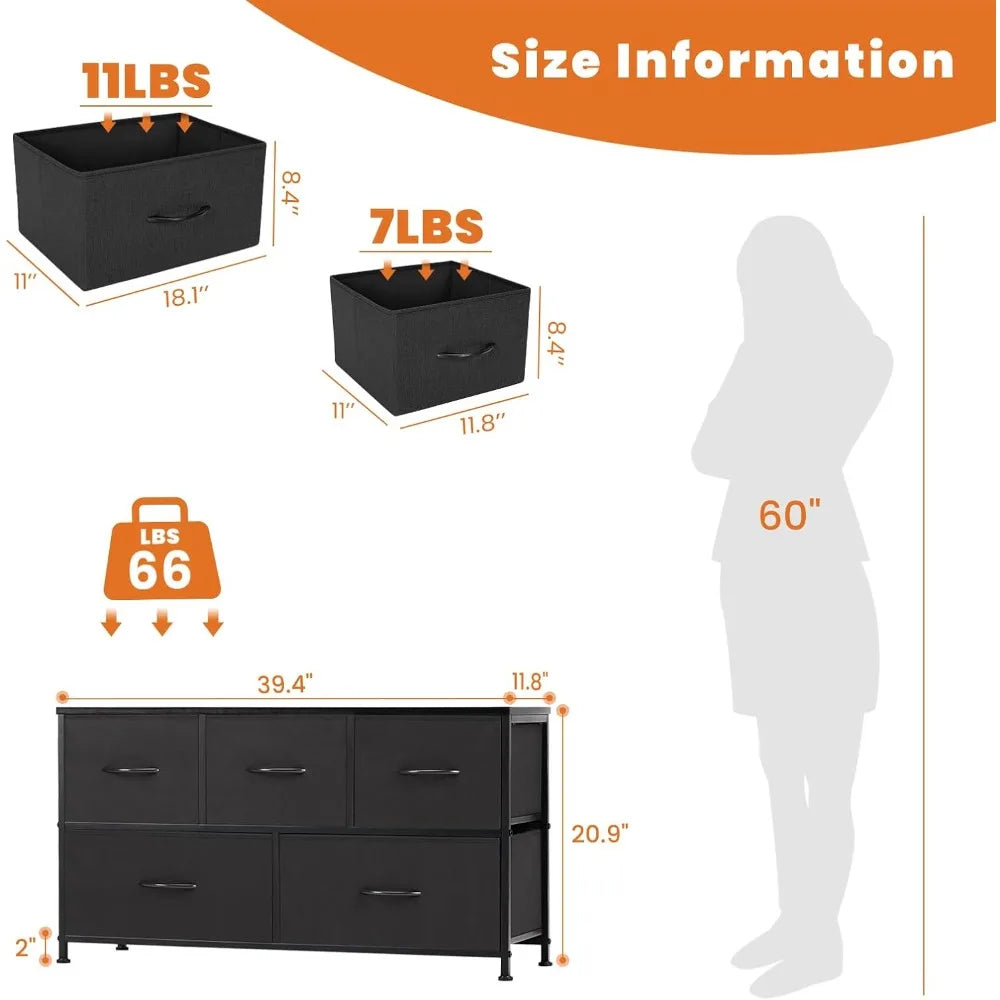 5-Drawer Fabric Dresser