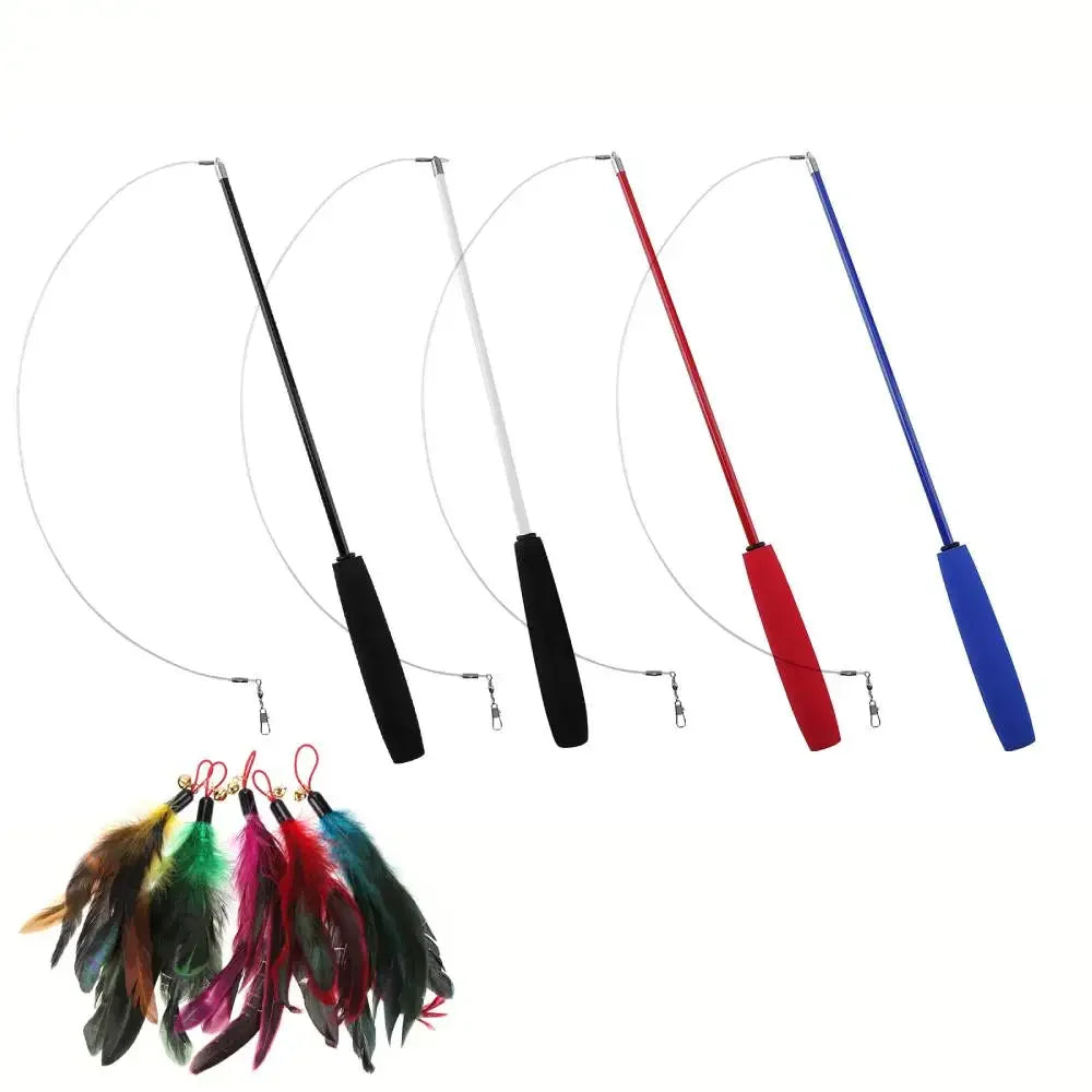Cat Teaser Wands Three-section Telescopic Fishing Pole Toys