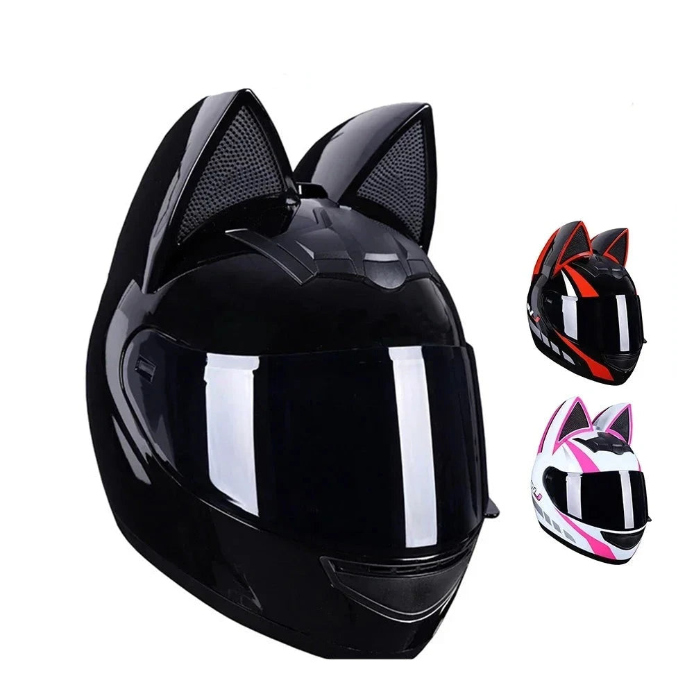 Full Face Cat Ear Detachable Motorcycle Helmet