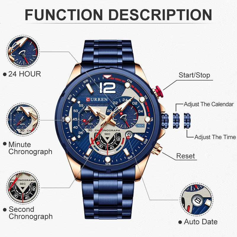 Men's Luxury Stainless Steel Quartz Watch
