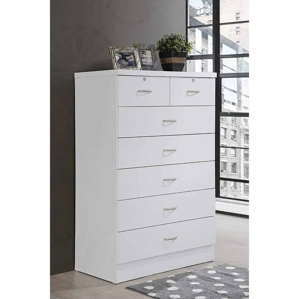 Double-Lock White Drawer Chest