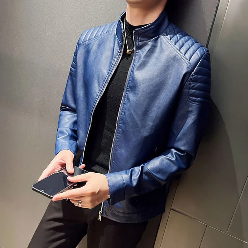 Men's Slim PU Biker Jacket