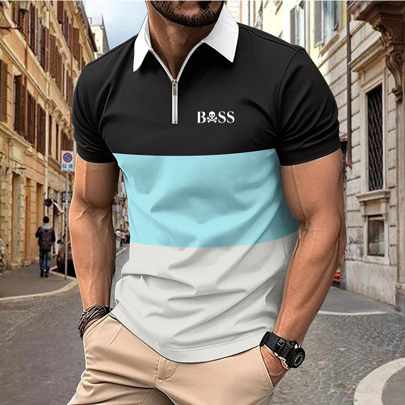 men's printed golf shirt