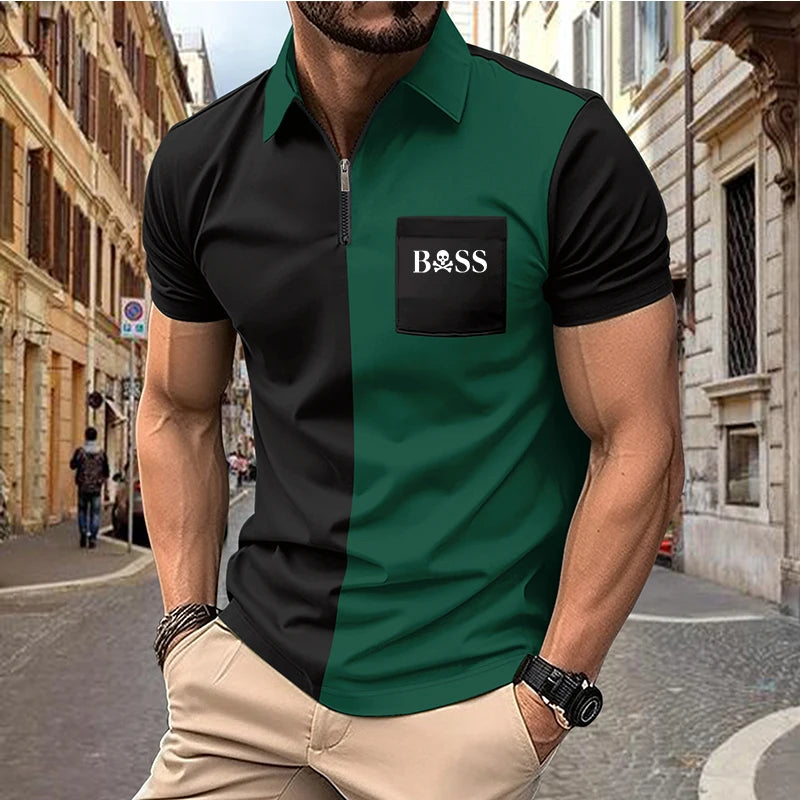 men's printed golf shirt