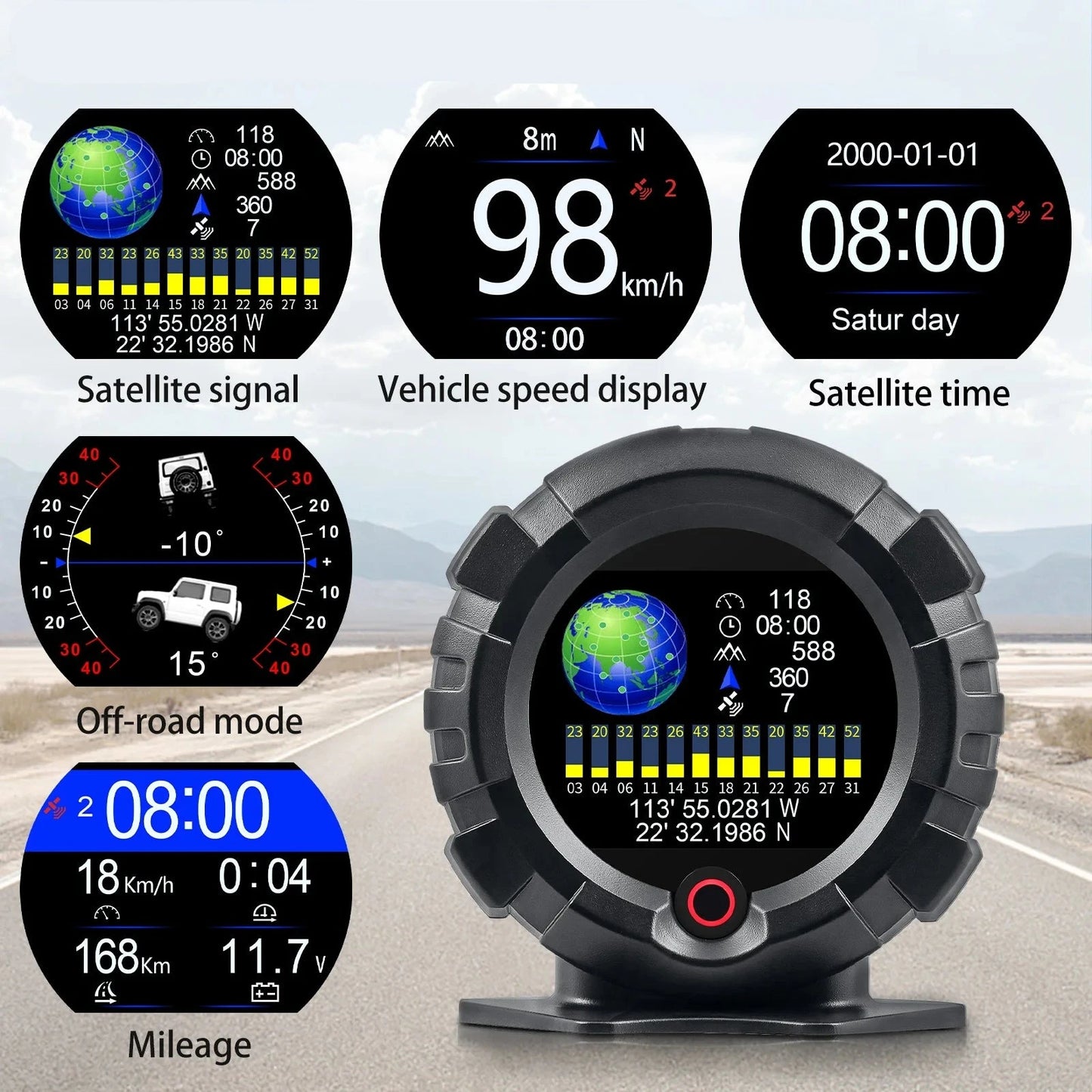 X95 GPS Head Up Display Horizontal Speedometer