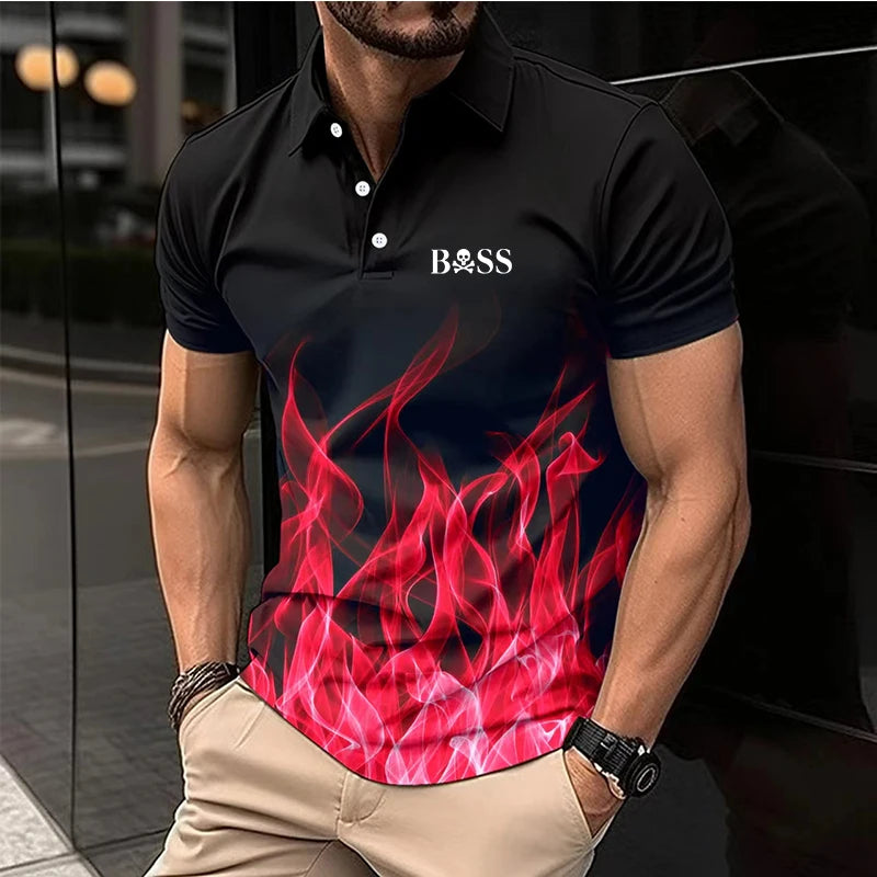 men's printed golf shirt