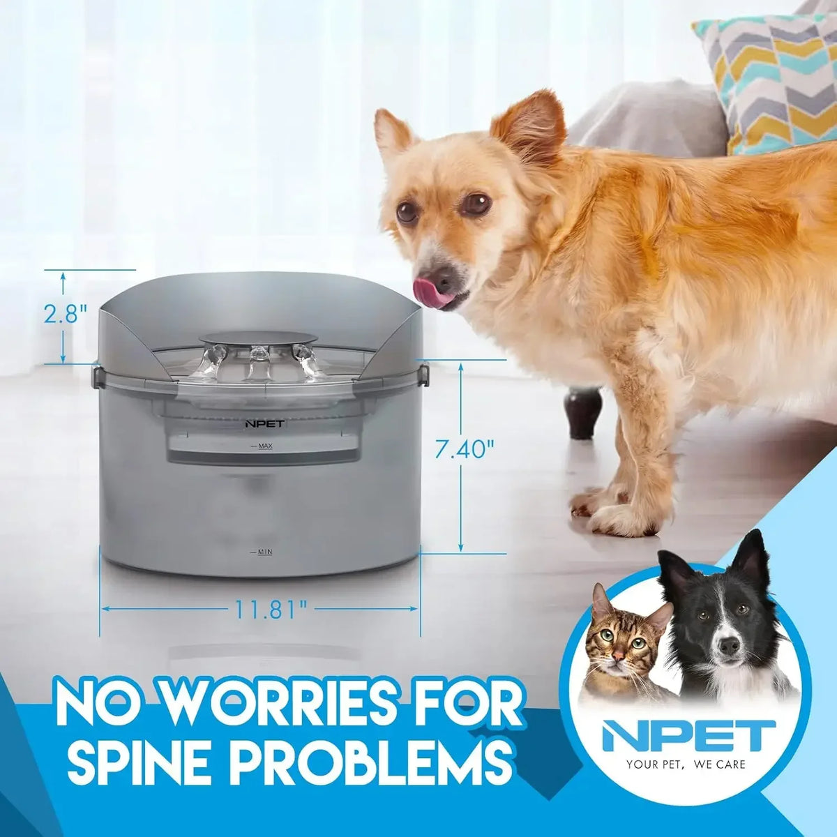 Pet Water Fountain, 2 Gallon/270oz/8L