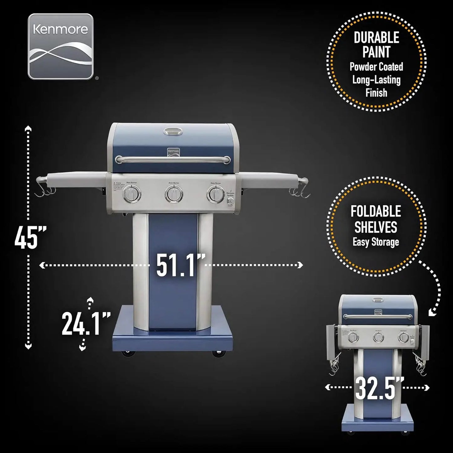 3-Burner Outdoor BBQ Grill