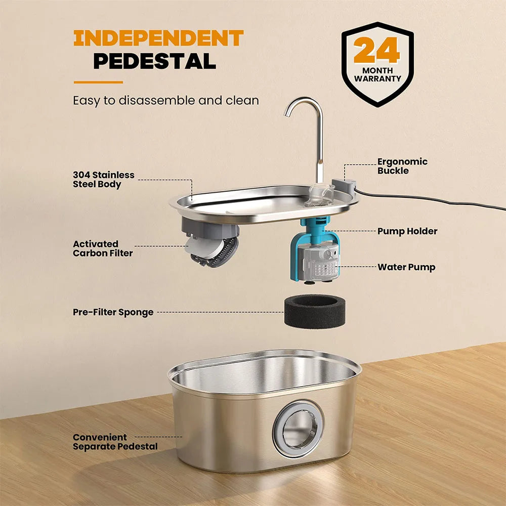 Stainless Steel Cat Automatic Water Fountain