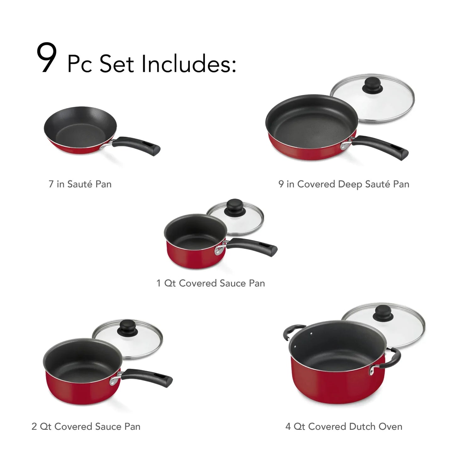 9-Piece Non-stick, Pots & Pans Sets