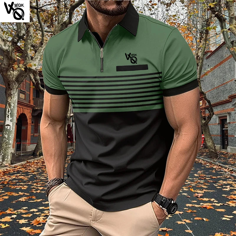 Summer Striped Polo Neck Short