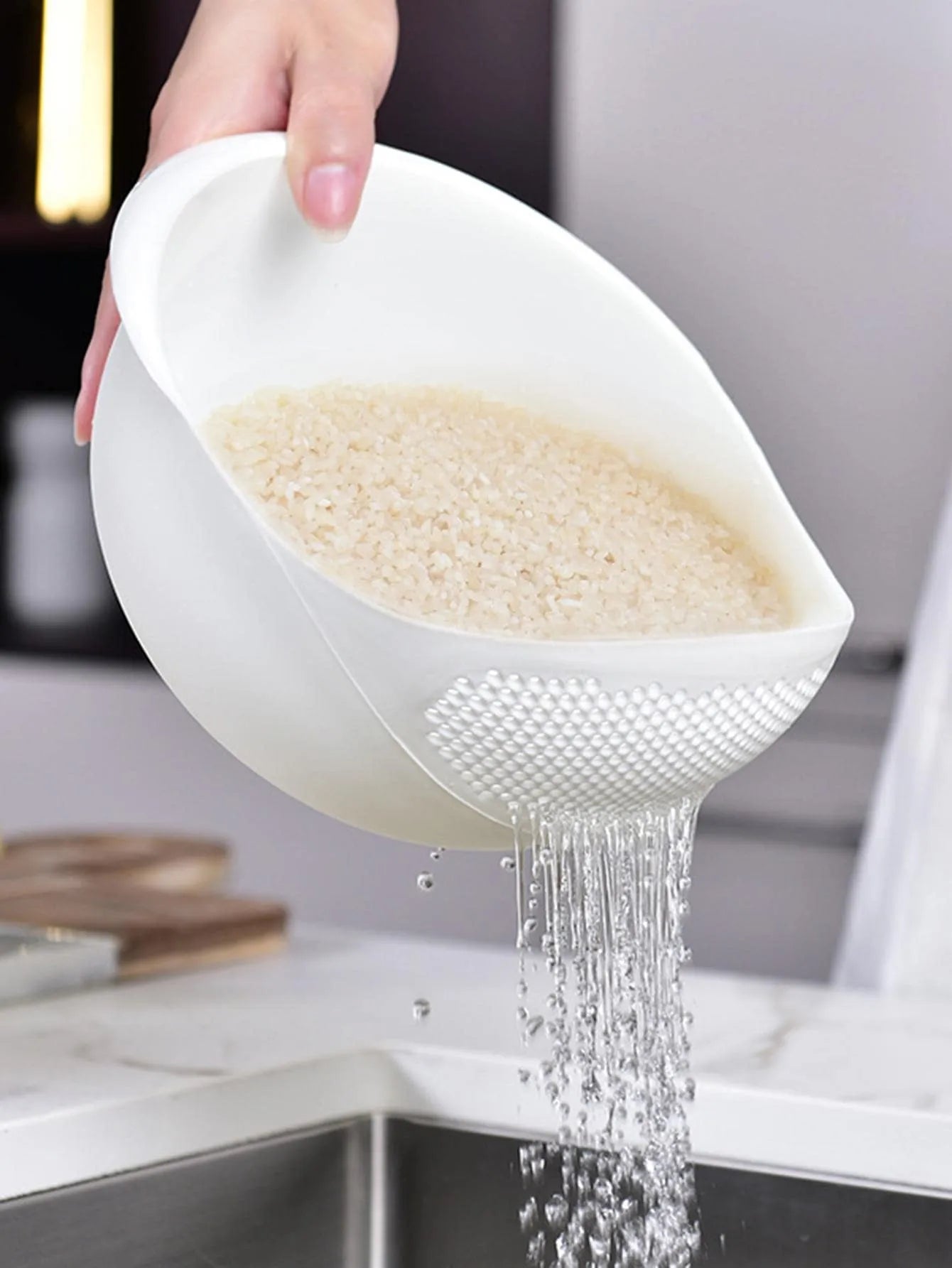 1PC-Silicone Colander Rice Bowl