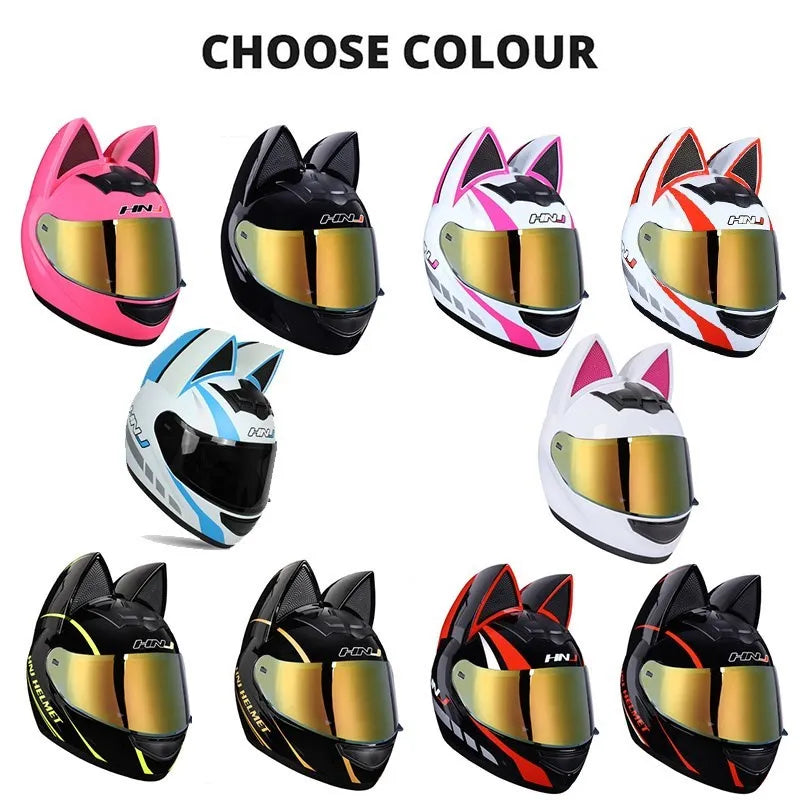 Cat Ear Motorcycle Full Face Helmet