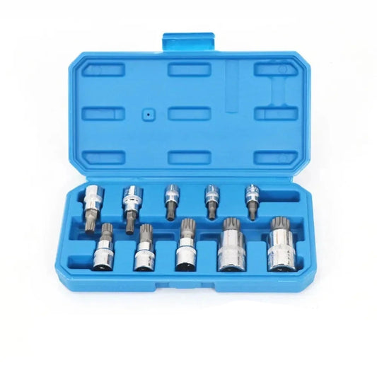 10 Pcs XZN 12 Point Triple Square Spline Bit Socket Set