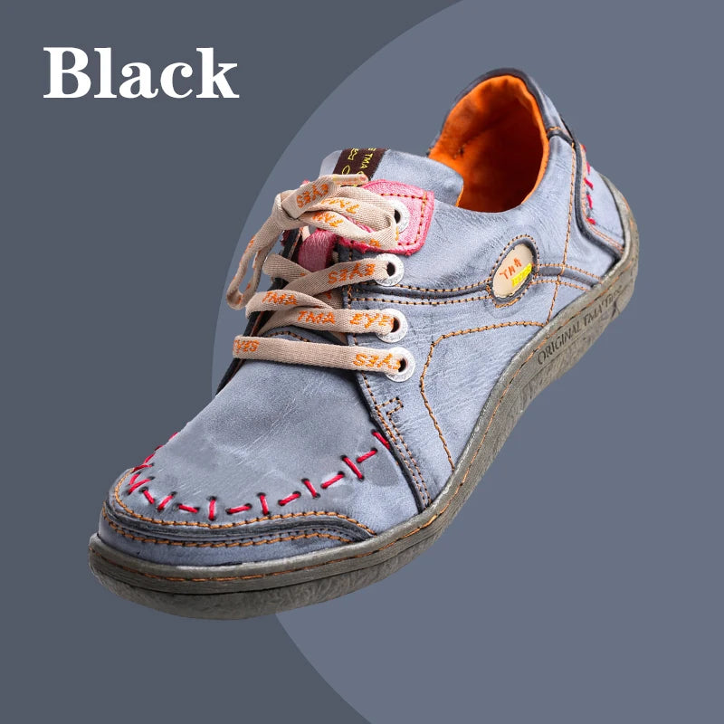 Hand-Stitched Leather Sneakers Shoes