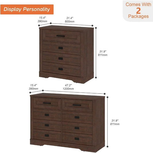 12-Drawer Wooden Dresser