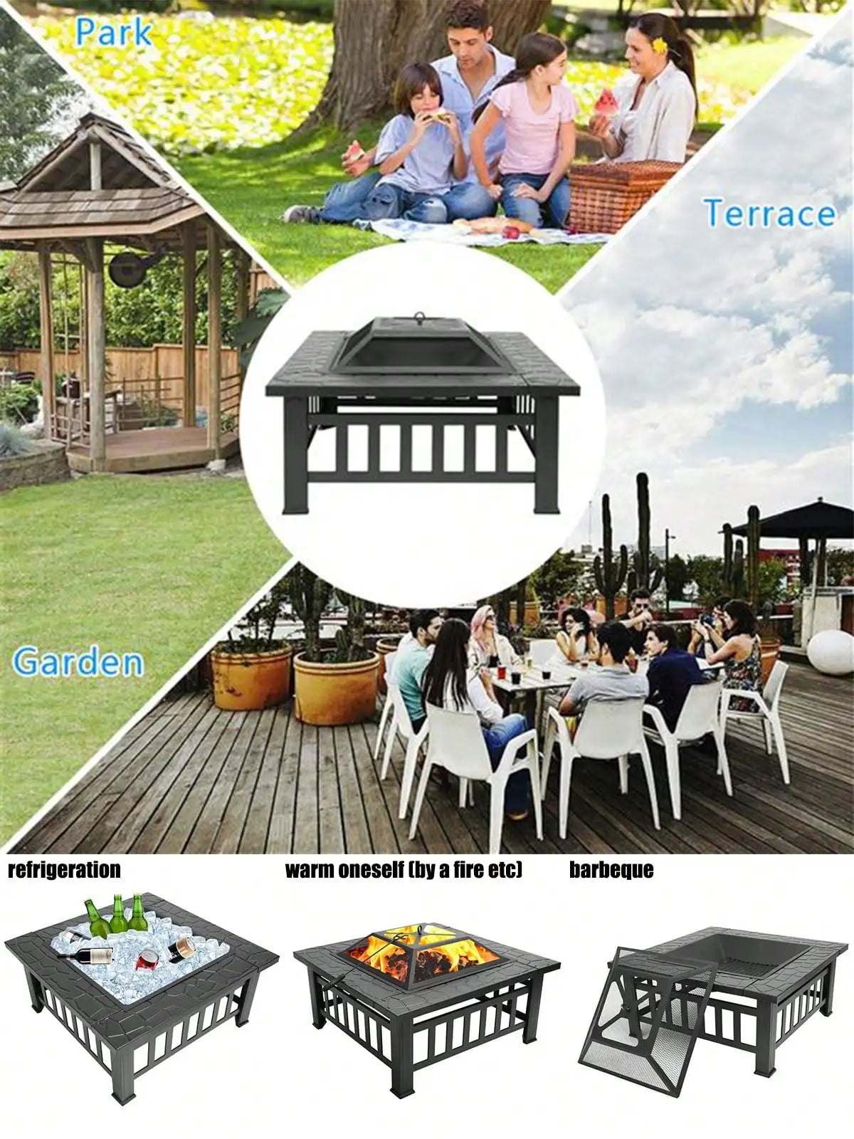 32-inch Portable Courtyard Metal Fire Bowl