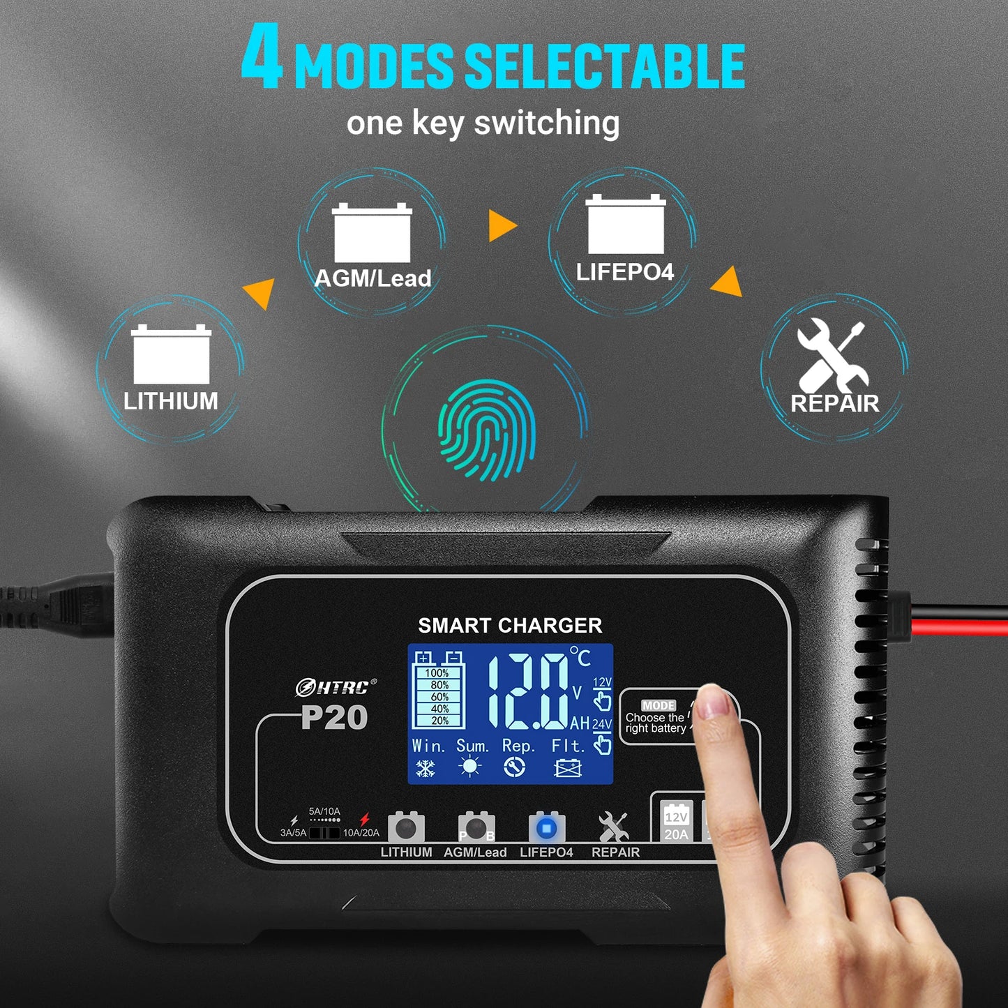 LiFePO4 15A Automatic Smart Battery Charger