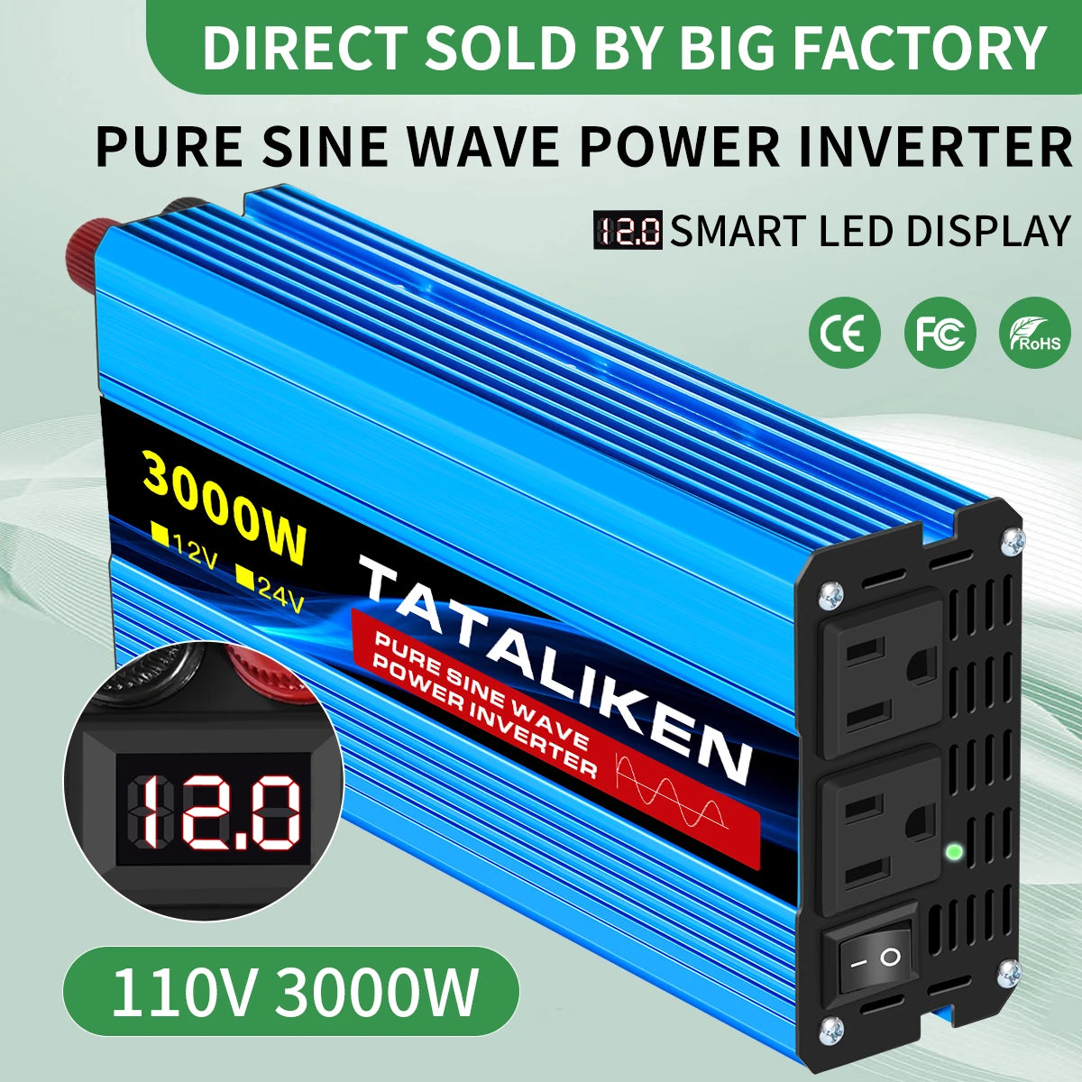 12V/24V to AC 110V60HZ Pure Sine Wave Inverter
