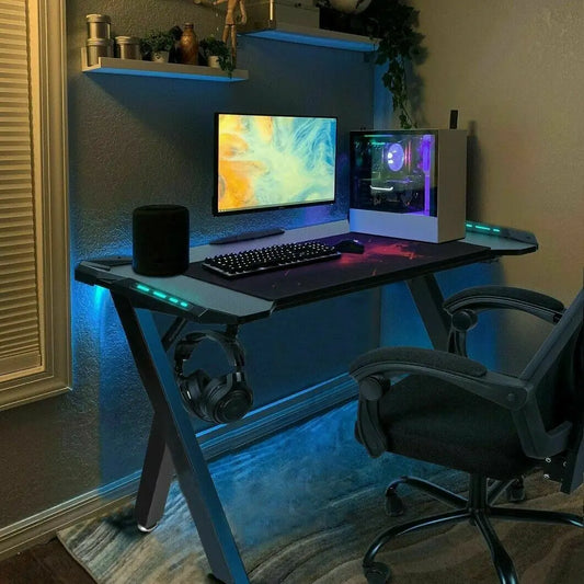 Ergonomic Workstation with RGB LED Lights Desk