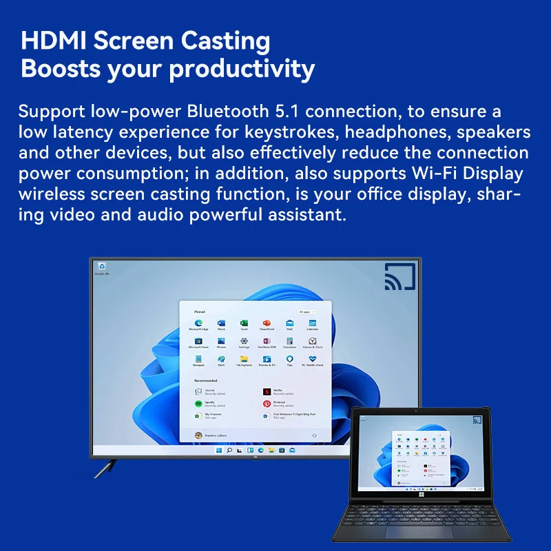 Windows 11 Intel N4020C 10.1 Inch Touch Screen Tablet PC with Keyboard