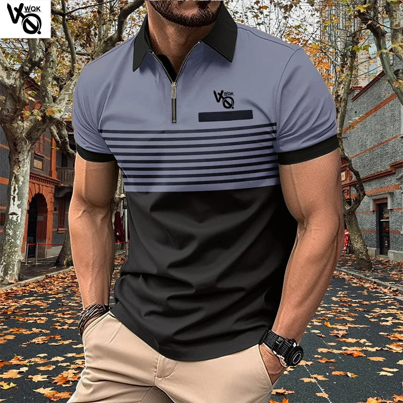 Summer Striped Polo Neck Short