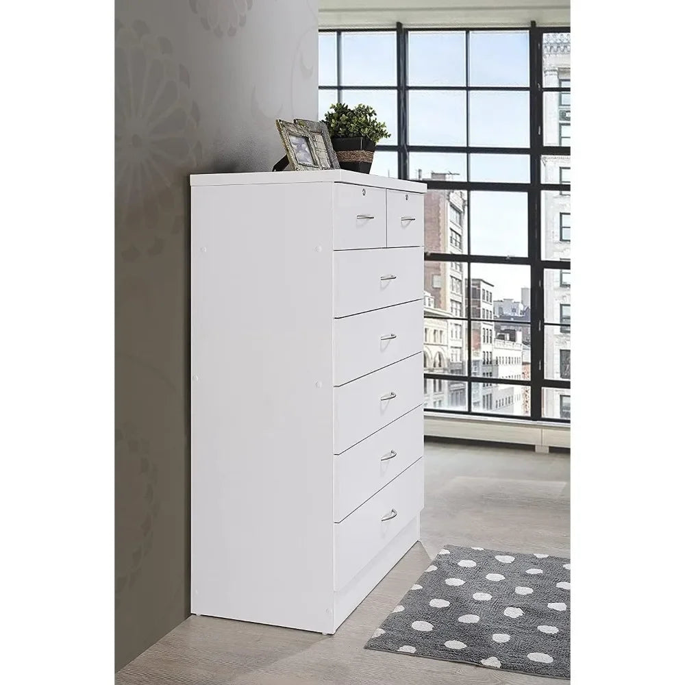 Double-Lock White Drawer Chest