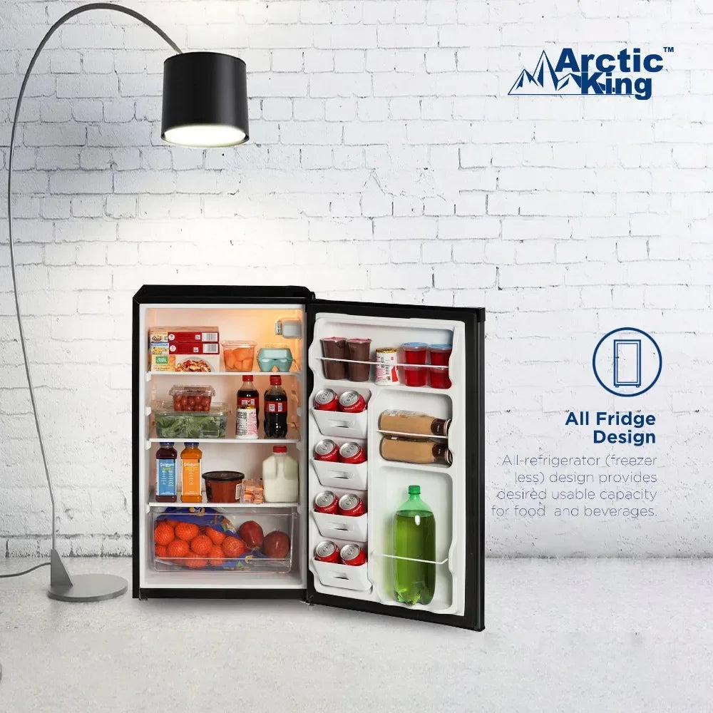 Mini Fridge, Black Stainless Steel Look