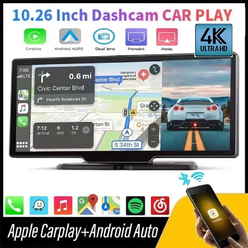 10.26" Dash Cam 4K DVR GPS Navigation
