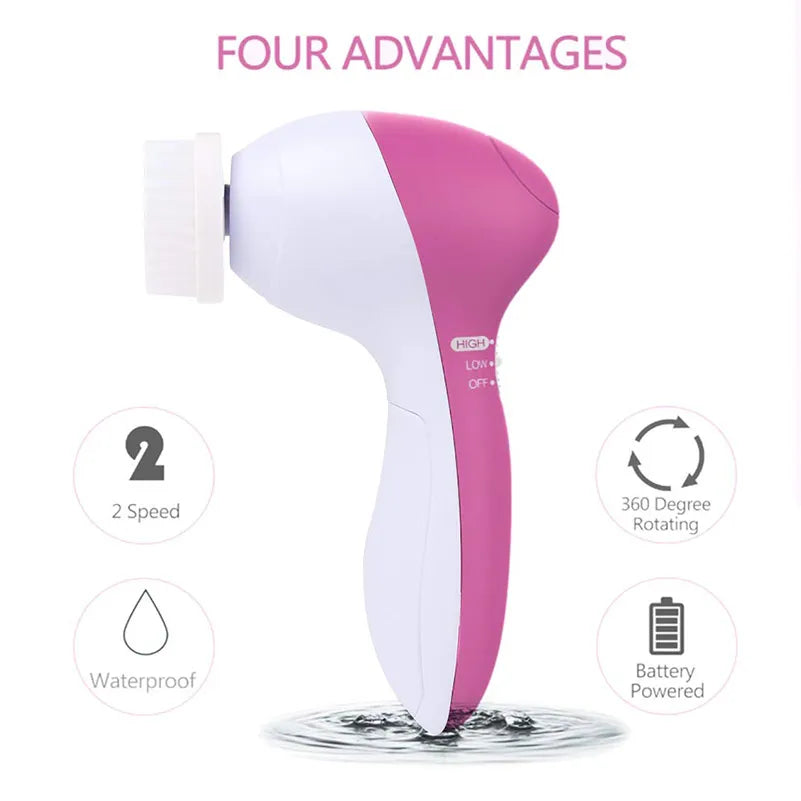 5 in 1 silicone facial massage brush