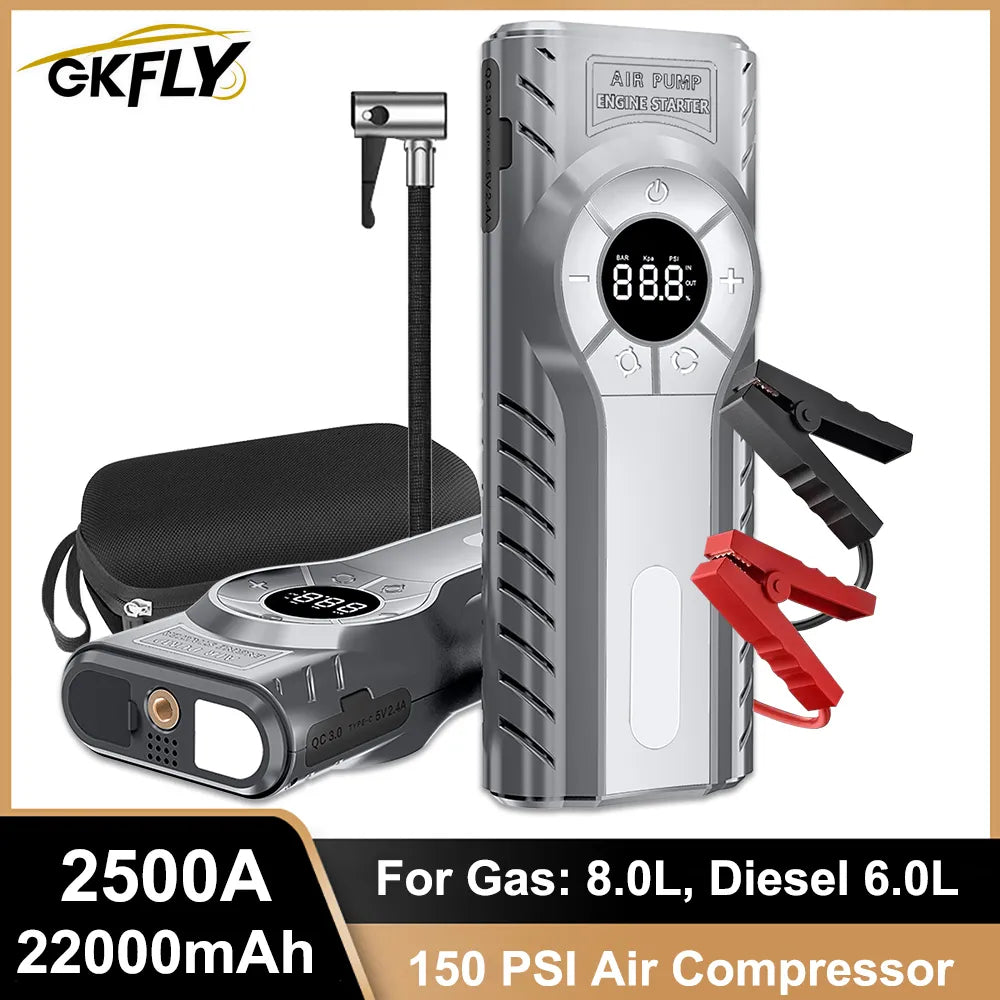 4 In 1 Car Jump Starter Power Bank With Air Compressor