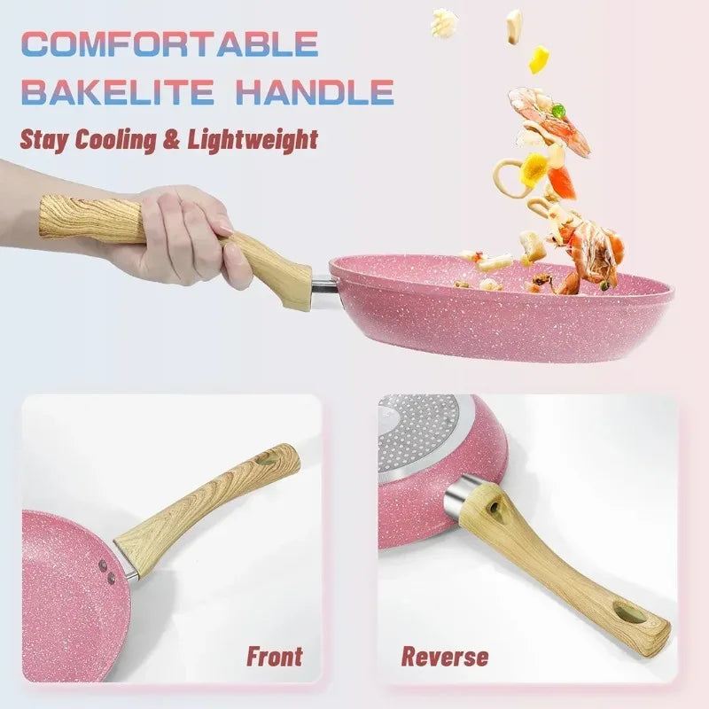 8Pcs Kitchen Frying Pan Stockpot Milk Pot Sets