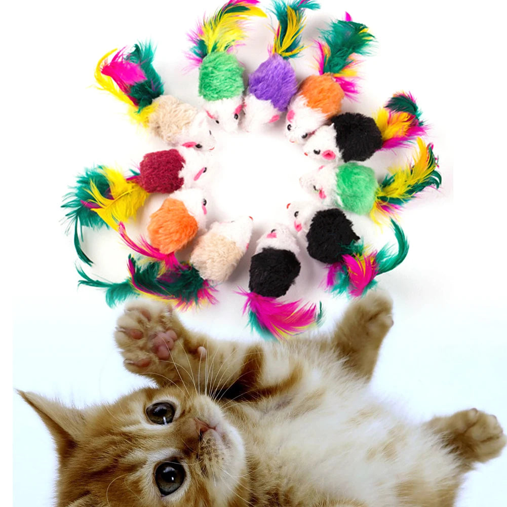 10 Pcs Plush Cat Mouse Toys