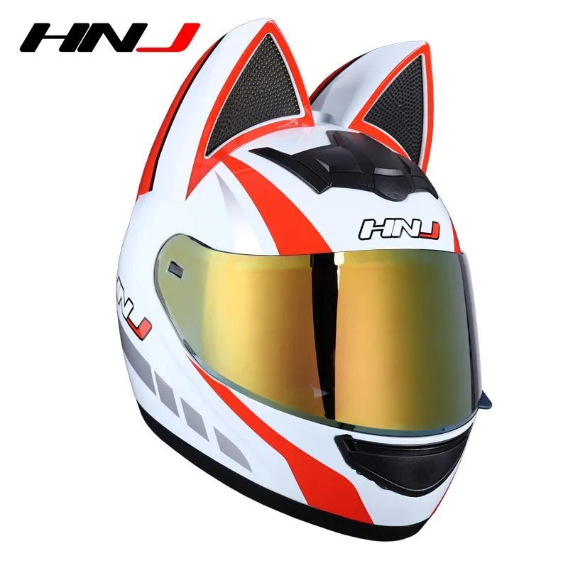 Cat Ear Motorcycle Full Face Helmet