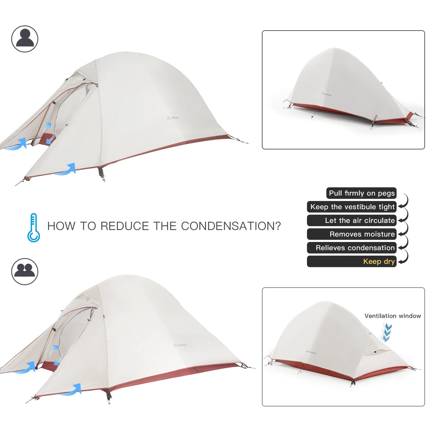 20D Nylon Waterproof Hiking Tent