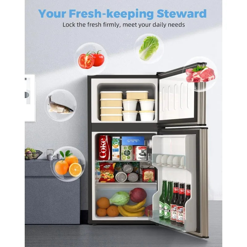 Bodare Mini Fridge with Freezer
