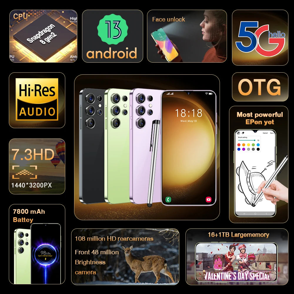 Mobile Phones S25 Ultra 7.3 HD Screen Smart Phone