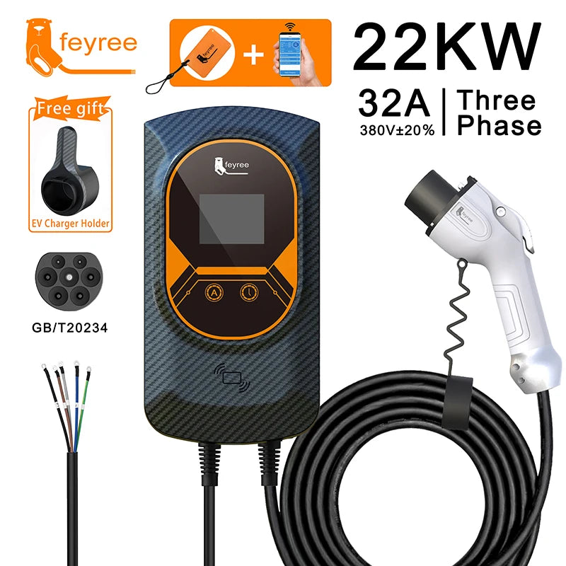 32A 22KW 3Phase 16A 11KW Electric EV Charger