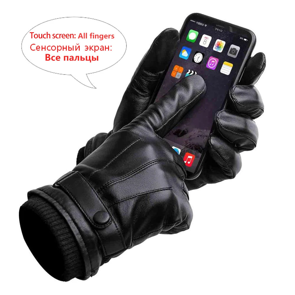 Men's Sheepskin Leather Touch Screen Gloves