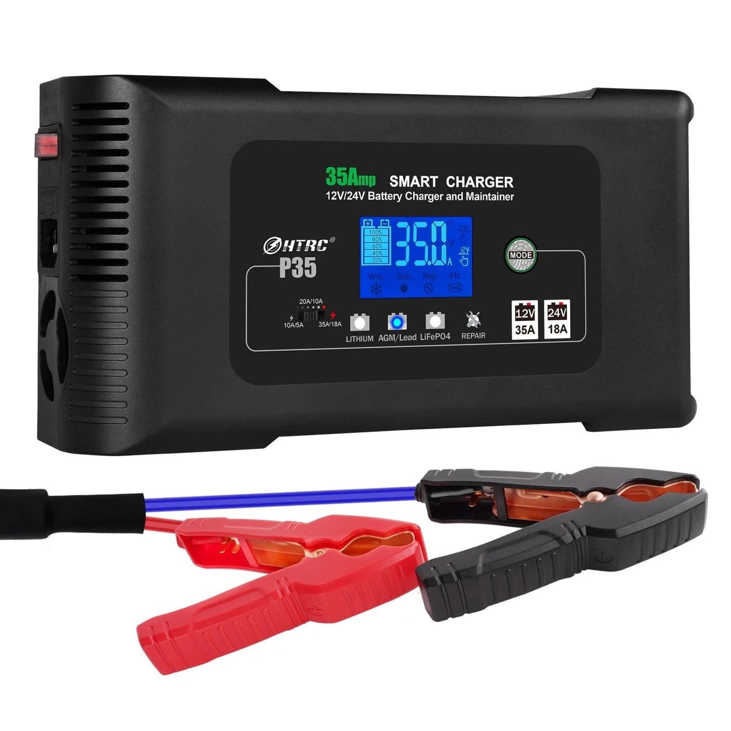 35A 12V 24V LiFePO4 Car Battery Charger