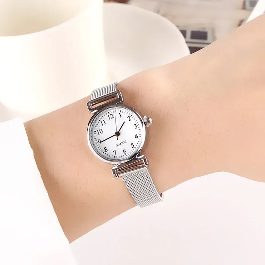 Female White Stainless Steel Band Watches