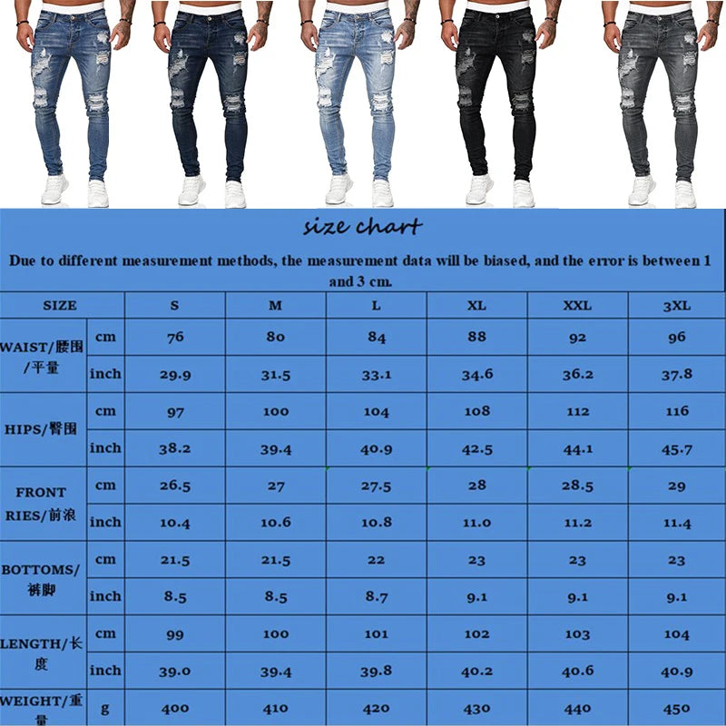 Men Classic Ripped Pencil Pants