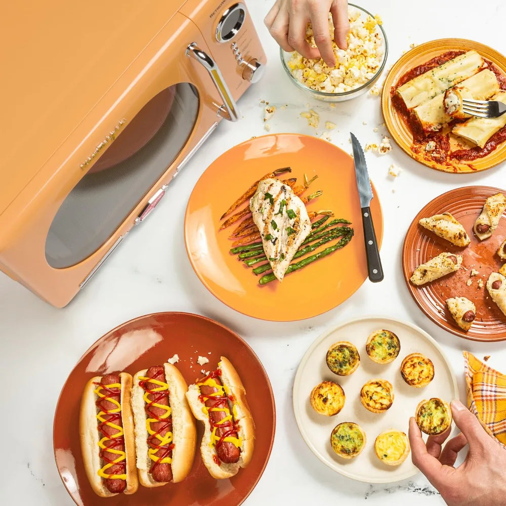 Retro Compact Countertop Microwave Oven