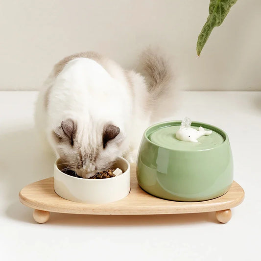 1.3 L USB Charging Ceramic Cat Water Fountain